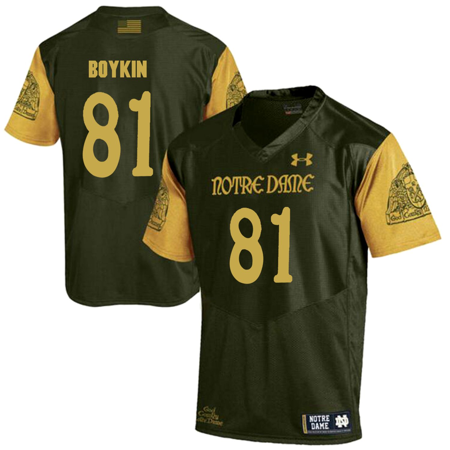 Men Norte Dame Fighting Irish 81 Boykin Green Customized NCAA Jerseys